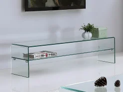 Móvel De Tv|Vente-unique Conjunto mesa de centro + móvel de TV - Vidro temperado - Sala de estar design STILEOS Transparente