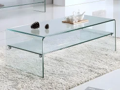 Móvel De Tv|Vente-unique Conjunto mesa de centro + móvel de TV - Vidro temperado - Sala de estar design STILEOS Transparente