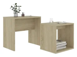 Mesa De Centro* Conjunto mesas centro derivados de madeira carvalho sonoma Castanho