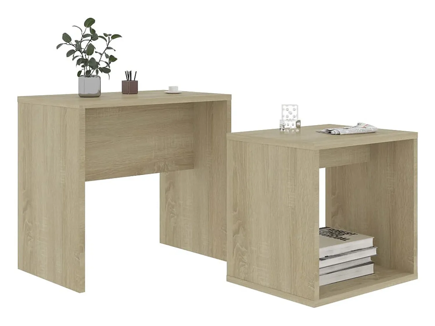 Mesa De Centro* Conjunto mesas centro derivados de madeira carvalho sonoma Castanho
