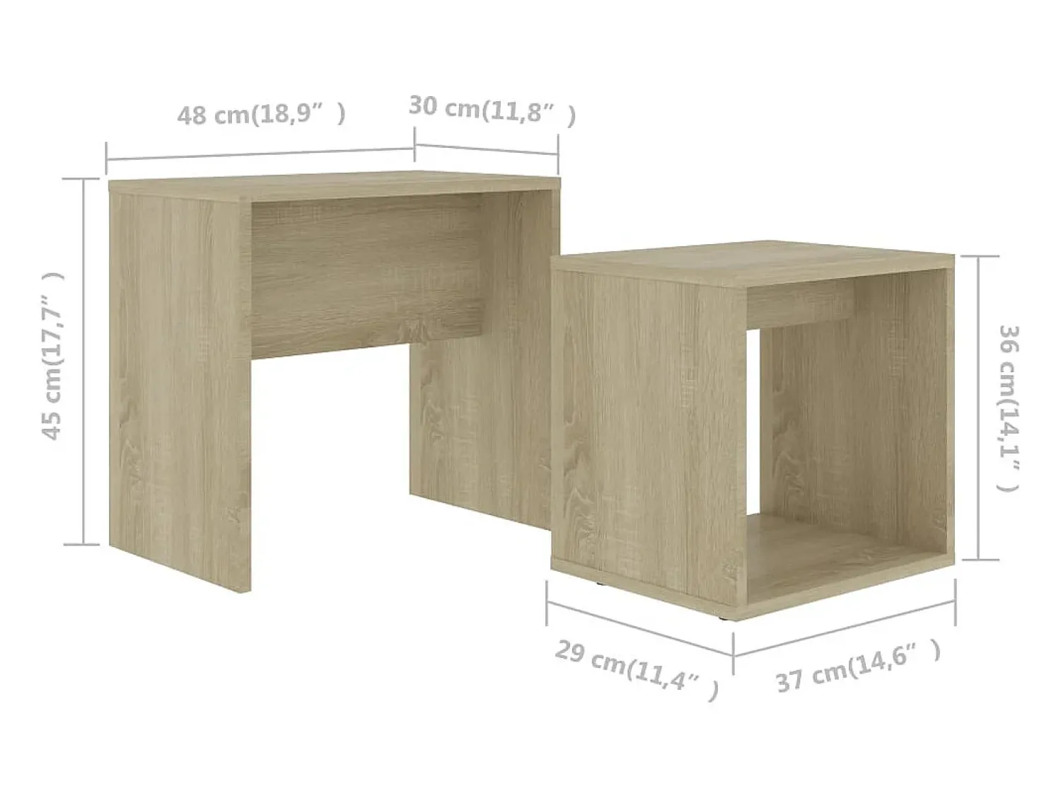 Mesa De Centro* Conjunto mesas centro derivados de madeira carvalho sonoma Castanho