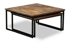 Conjunto mesas centro encastrar 2 pcs teca reciclada maciça PT570672^ Mesa De Centro