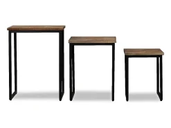 vidaxl Conjunto mesas centro encastrar 3 pcs teca reciclada maciça Natural claro