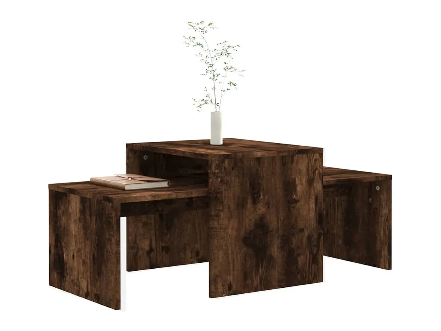 Mesa De Centro* Conjunto mesas centro 100x48x40 cm derivados madeira cor fumado PT321861 Castanho