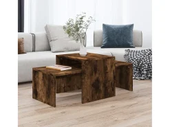 Mesa De Centro* Conjunto mesas centro 100x48x40 cm derivados madeira cor fumado Castanho