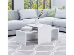 Mesa De Centro* Conjunto mesas centro 100x48x40cm contrapla. brilhante Branco
