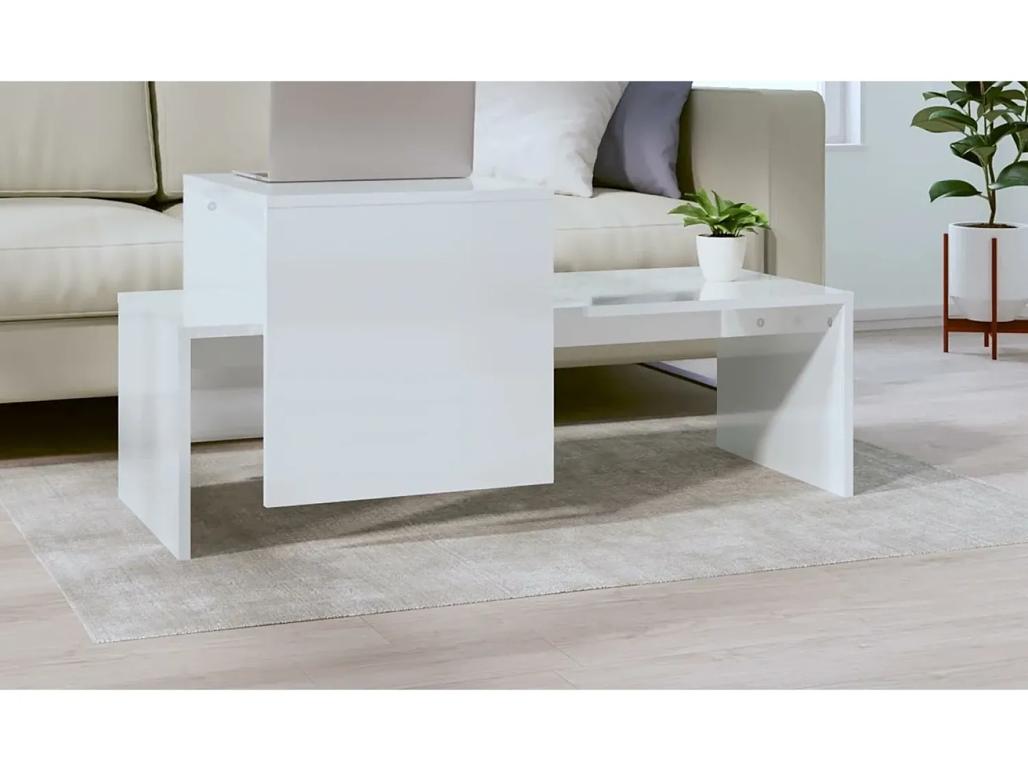 vidaxl Conjunto mesas centro 100x48x40cm contrapla. brilhante^ Mesa De Centro