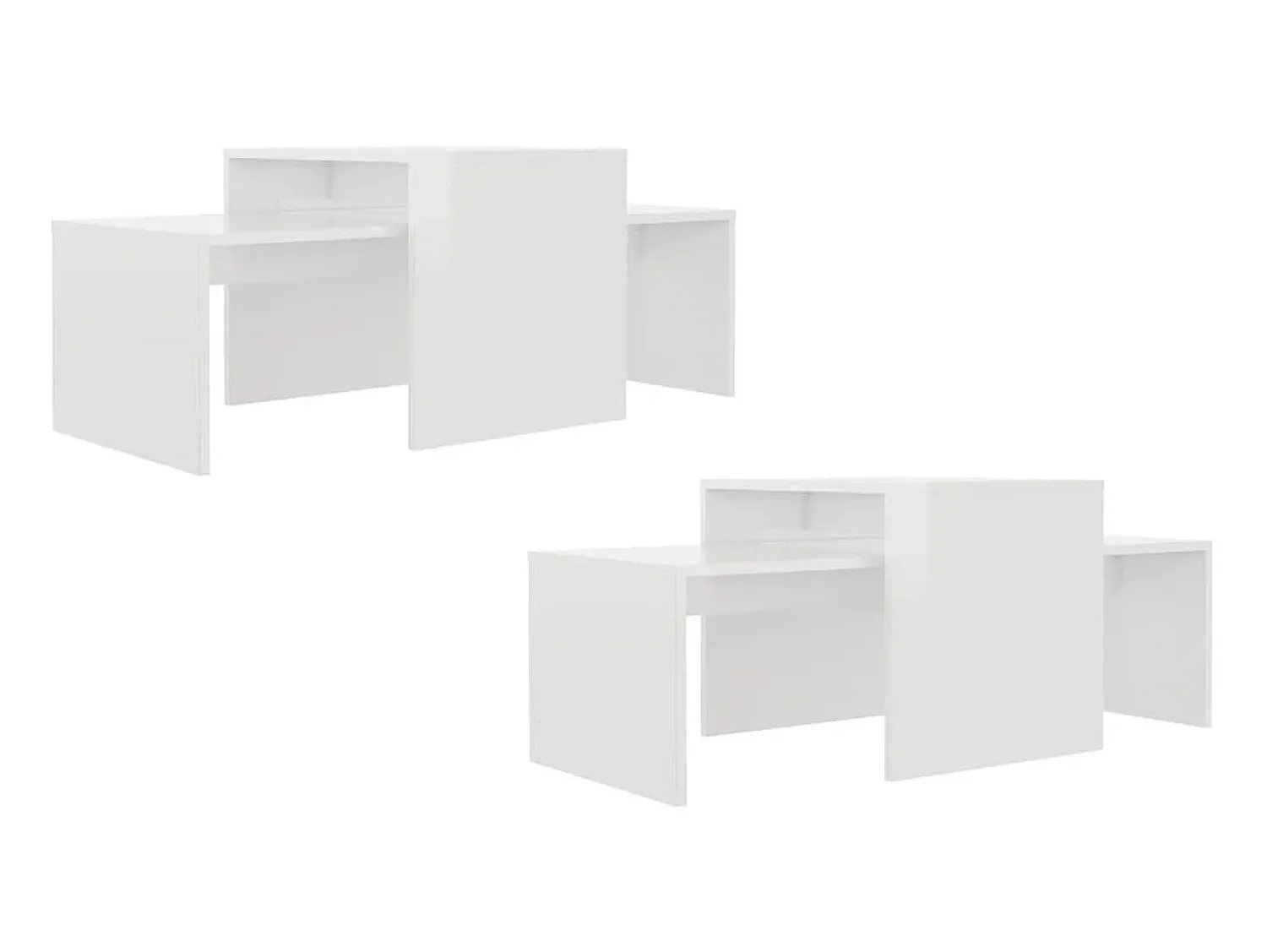 Mesa De Centro* Conjunto mesas centro 100x48x40cm contrapla. brilhante PT813506 Branco