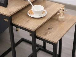 Mesa De Centro| Conjunto Mesas de Apoio, Luso (Carvalho Claro, Preto) Castanho