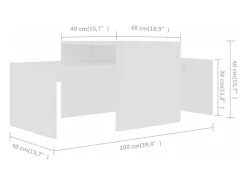 Mesa De Centro|vidaxl Conjunto mesas de centro 100x48x40 cm derivados madeira Branco