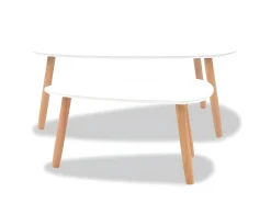 Mesa De Centro| Conjunto mesas de centro 2 pcs pinho maciço PT894476 Branco
