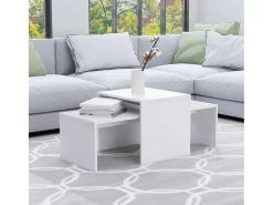 Mesa De Centro| Conjunto mesas de centro 100x48x40 cm derivados madeira Branco