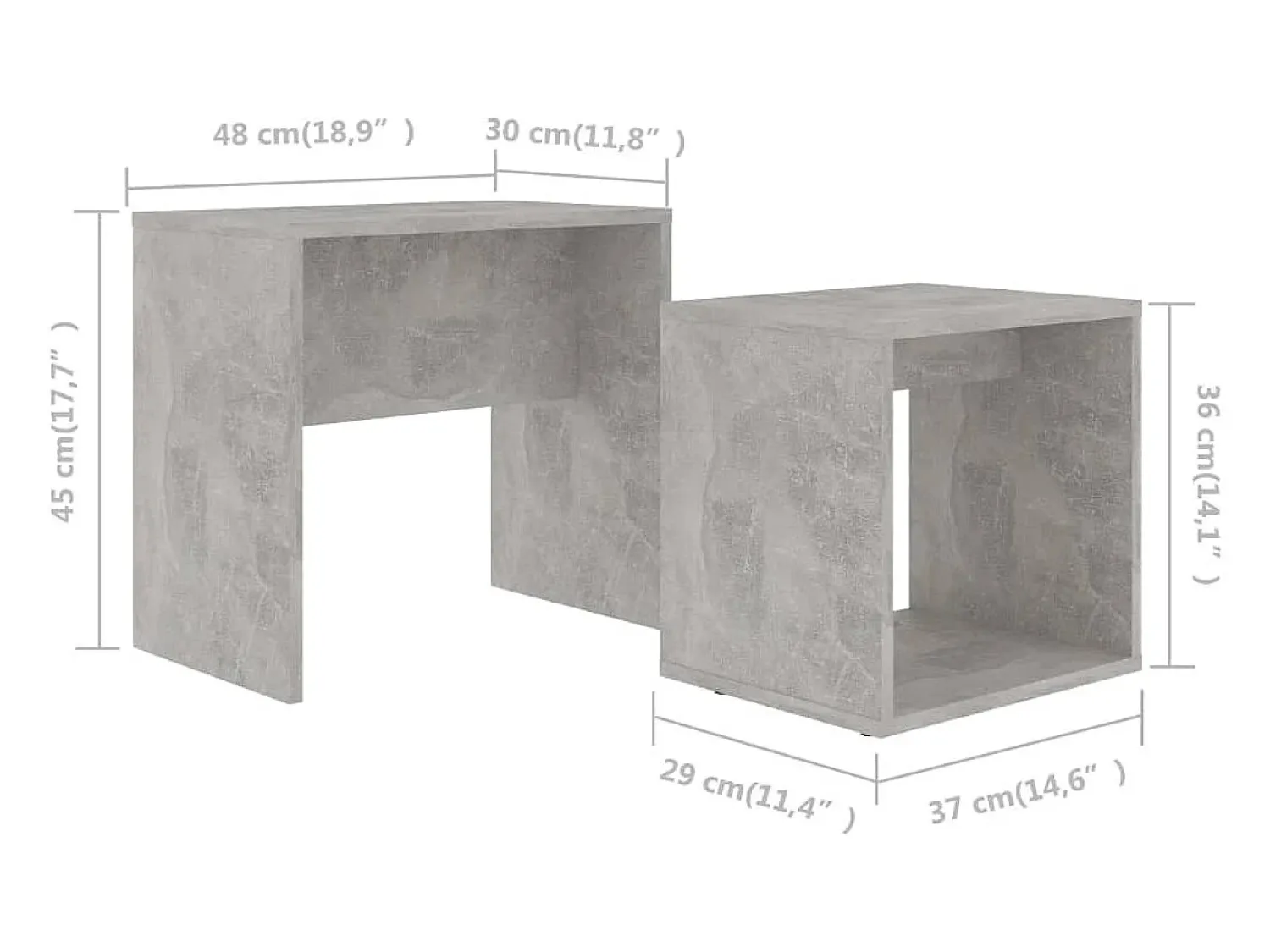 Mesa De Centro* Conjunto mesas de centro derivados de madeira cinza cimento Cinzento