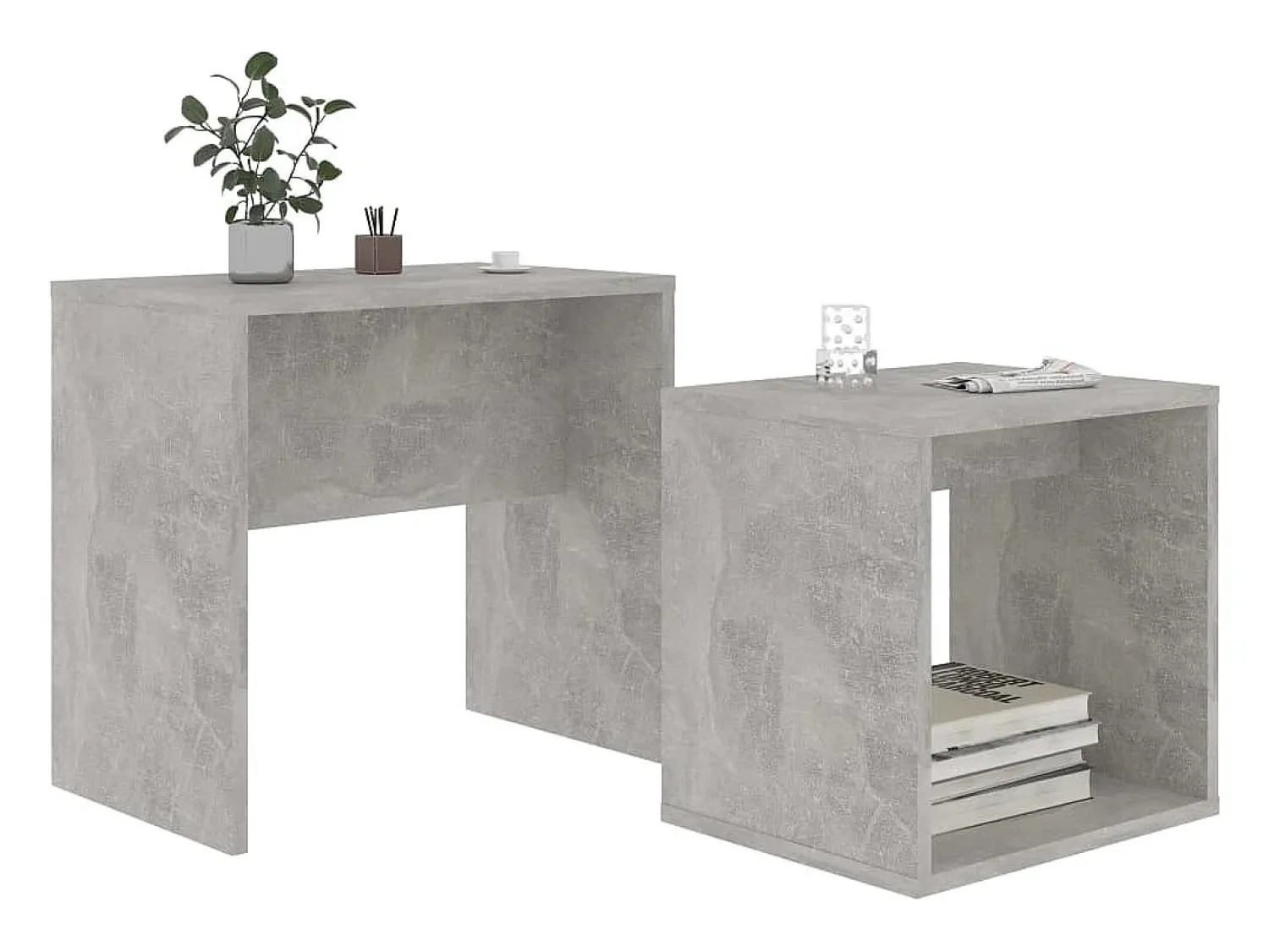 Mesa De Centro* Conjunto mesas de centro derivados de madeira cinza cimento Cinzento