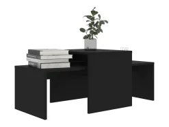 Mesa De Centro| Conjunto mesas de centro 100x48x40 cm derivados madeira Preto
