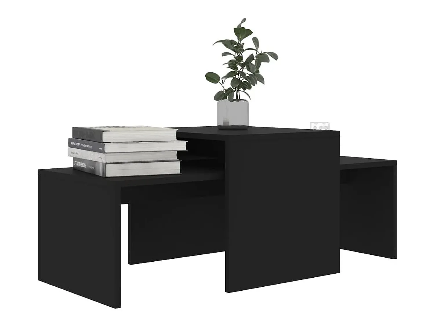 Mesa De Centro| Conjunto mesas de centro 100x48x40 cm derivados madeira Preto
