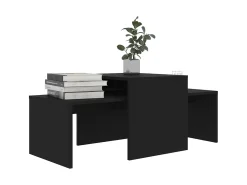 Outlet Conjunto mesas de centro 100x48x40 cm derivados madeira PT725222 Preto