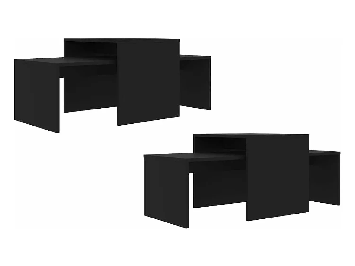 Mesa De Centro|vidaxl Conjunto mesas de centro 100x48x40 cm derivados madeira Preto