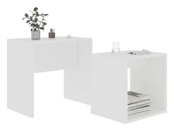 Discount Conjunto mesas de centro derivados de madeira Branco