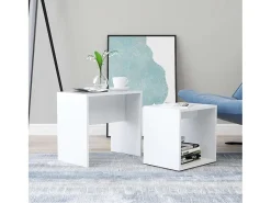 Discount Conjunto mesas de centro derivados de madeira Branco