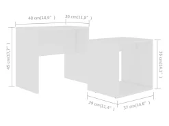 Mesa De Centro|vidaxl Conjunto mesas de centro derivados de madeira Branco