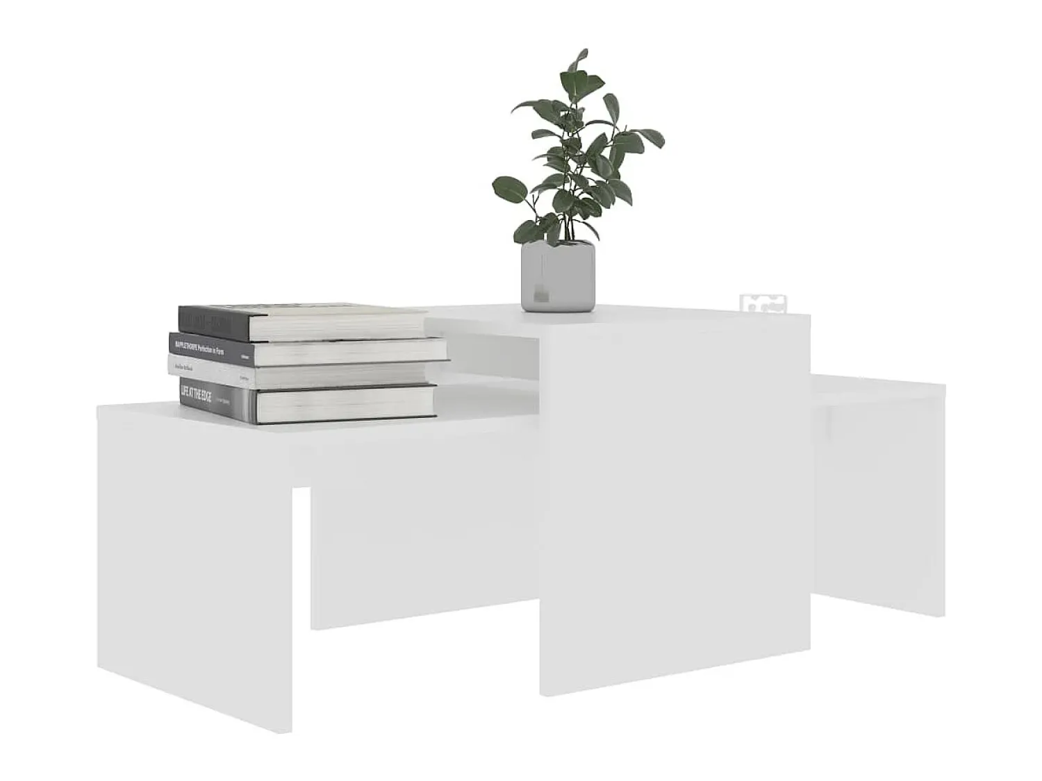 Mesa De Centro| Conjunto mesas de centro 100x48x40 cm derivados madeira PT132453 Branco