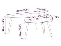 Mesa De Centro|vidaxl Conjunto mesas de centro 2 pcs pinho maciço castanho Natural claro