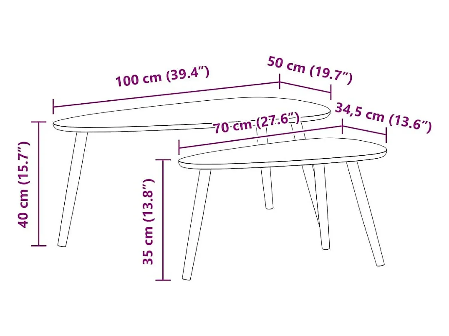 Mesa De Centro|vidaxl Conjunto mesas de centro 2 pcs pinho maciço castanho Natural claro