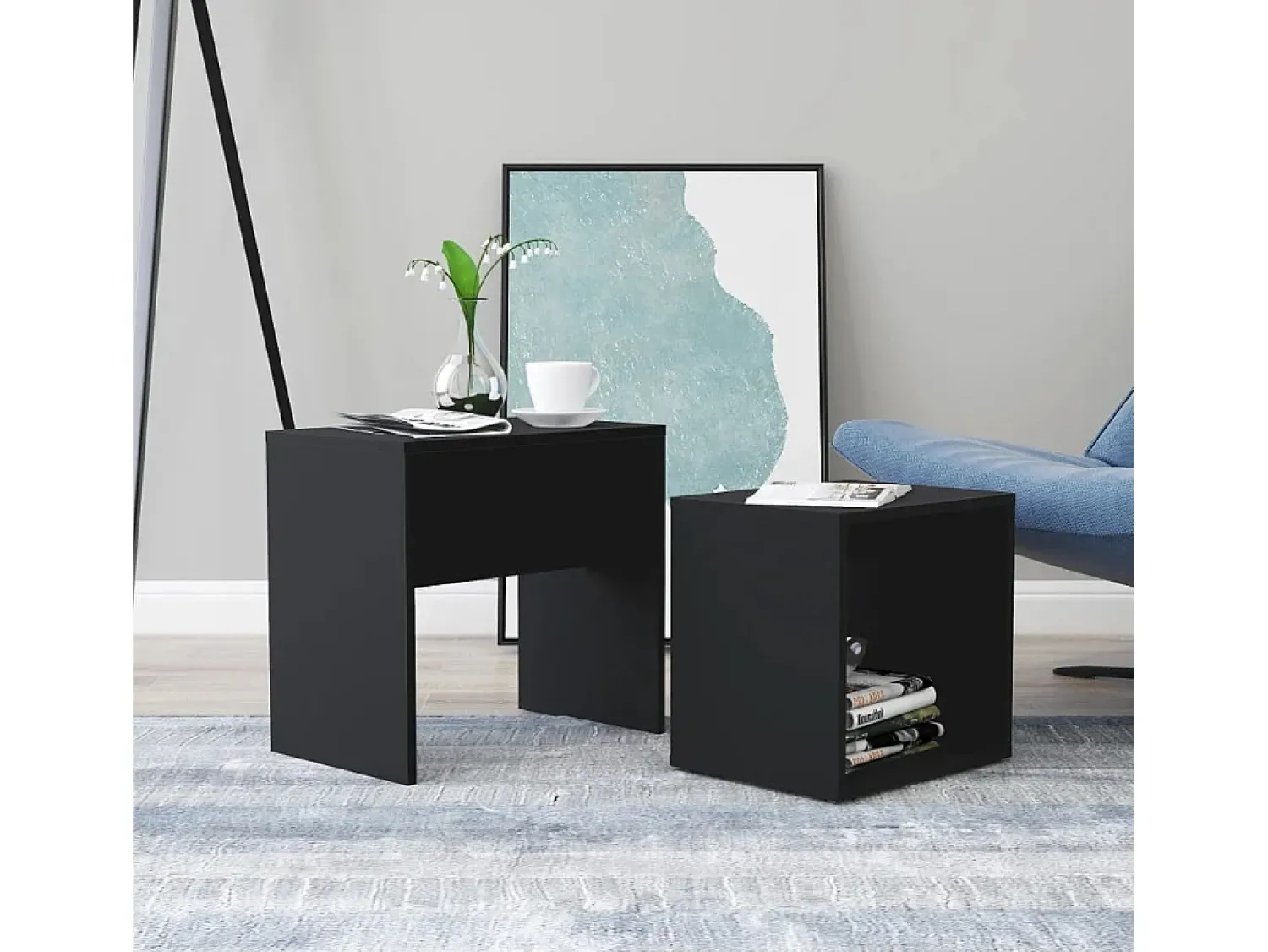 Mesa De Centro* Conjunto mesas de centro derivados de madeira Preto