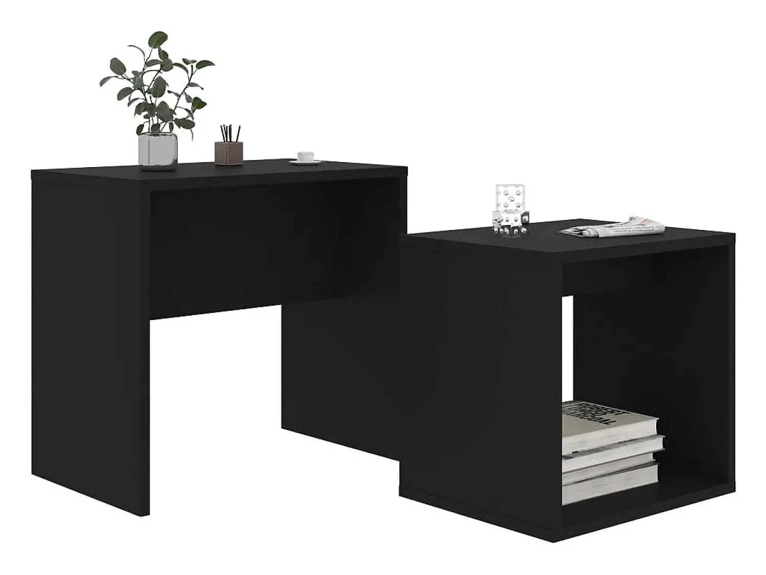 Mesa De Centro* Conjunto mesas de centro derivados de madeira Preto