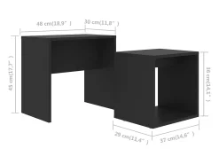 Mesa De Centro* Conjunto mesas de centro derivados de madeira Preto
