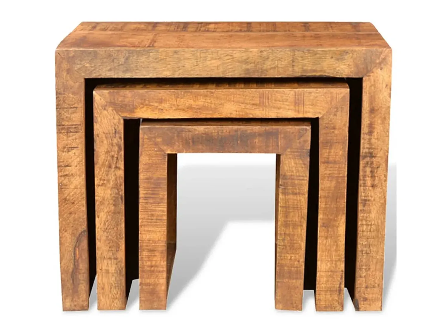 Clearance Conjunto mesas de encastrar 3 pcs madeira de mangueira maciça PT392427 Castanho