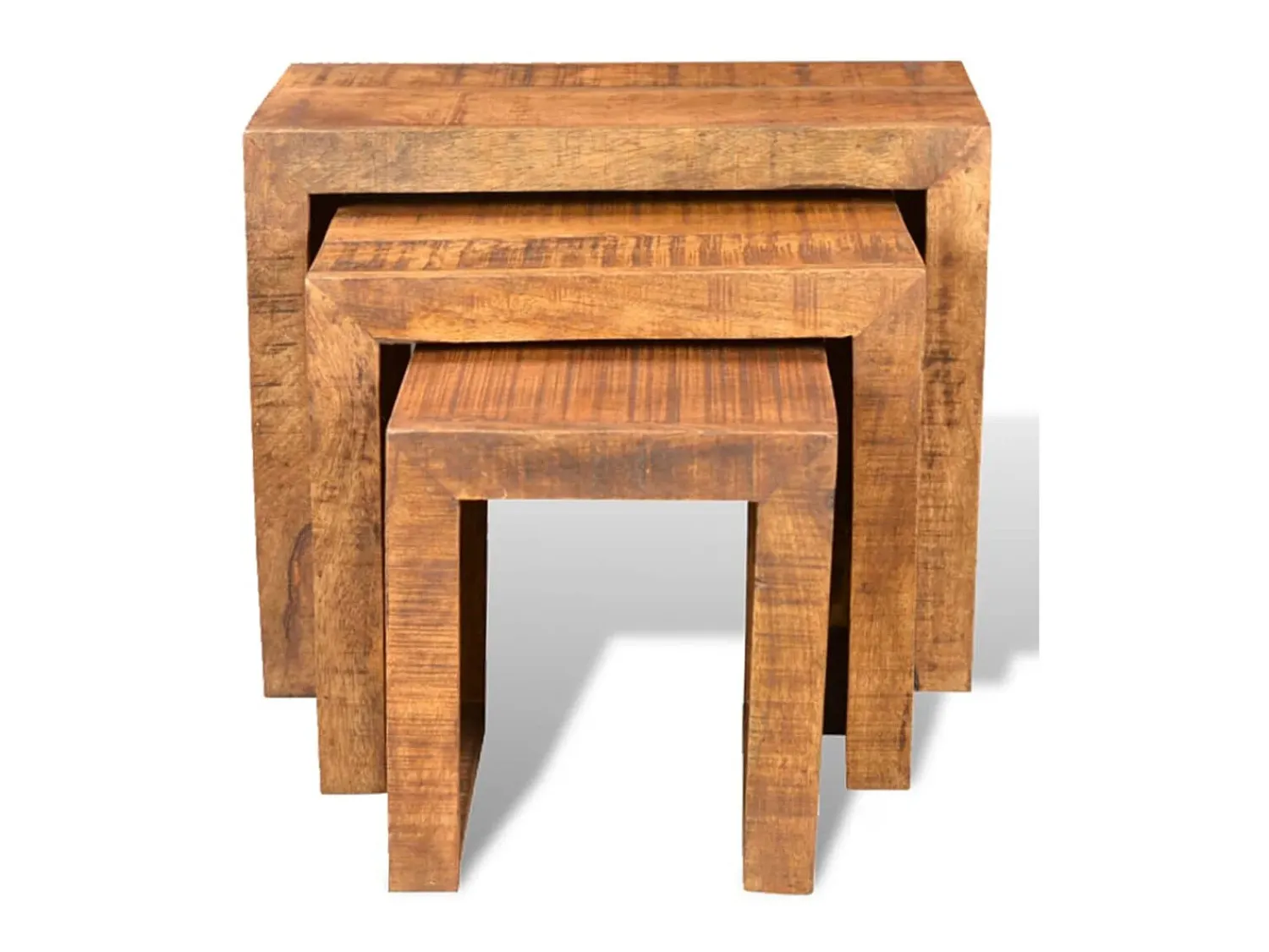 Clearance Conjunto mesas de encastrar 3 pcs madeira de mangueira maciça PT392427 Castanho