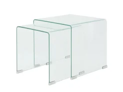 Mesa De Centro| Conjunto mesas de encastrar 2 pcs vidro temperado Transparente