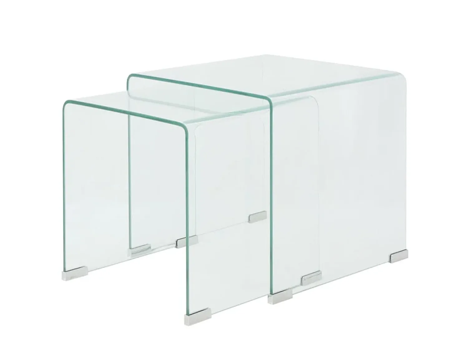 Mesa De Centro| Conjunto mesas de encastrar 2 pcs vidro temperado Transparente