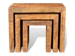Discount vidaxl Conjunto mesas de encastrar 3 pcs madeira de mangueira maciça Natural claro
