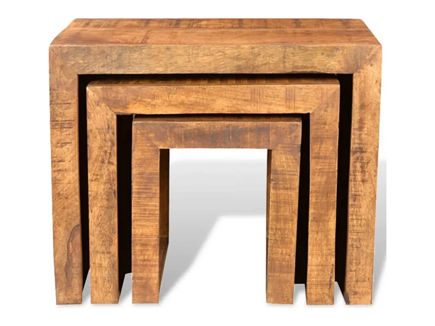 Discount vidaxl Conjunto mesas de encastrar 3 pcs madeira de mangueira maciça Natural claro