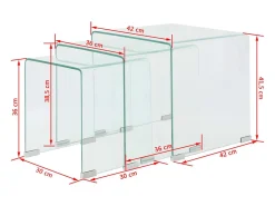 Online Conjunto mesas de encastrar 3 pcs vidro temperado Transparente