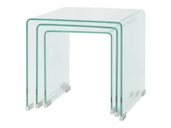 Online Conjunto mesas de encastrar 3 pcs vidro temperado Transparente