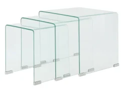Online Conjunto mesas de encastrar 3 pcs vidro temperado Transparente