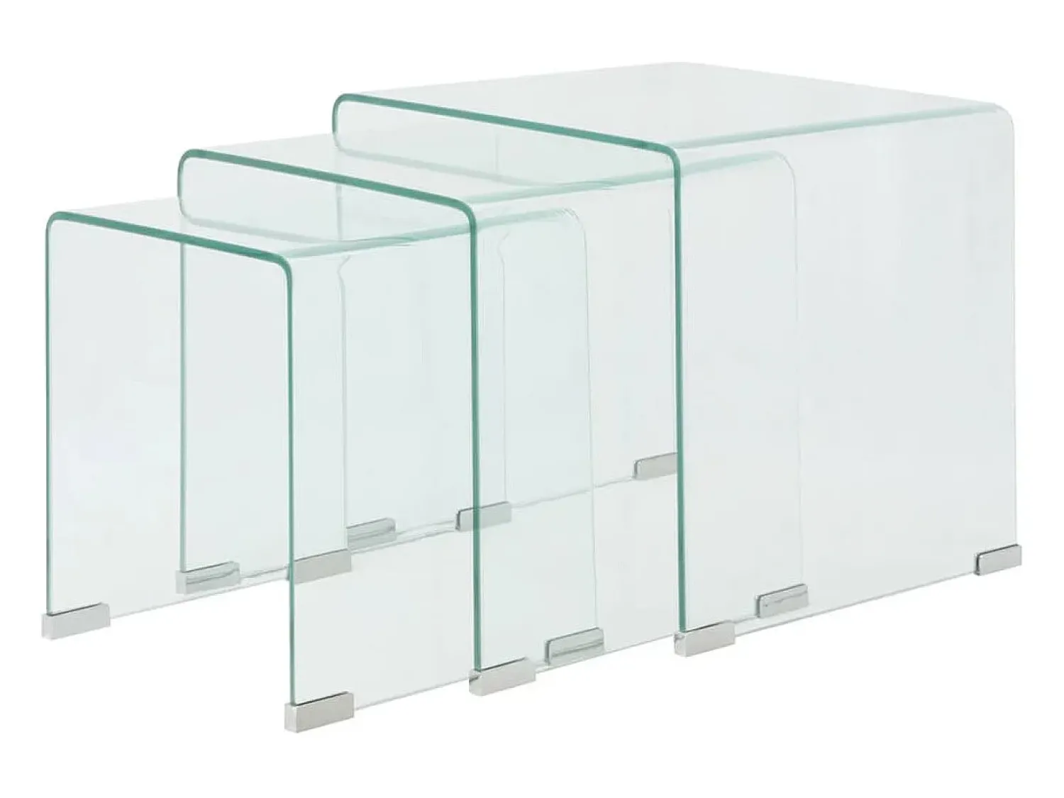 Online Conjunto mesas de encastrar 3 pcs vidro temperado Transparente