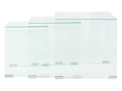 Online Conjunto mesas de encastrar 3 pcs vidro temperado Transparente