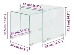 Mesa De Centro|vidaxl Conjunto mesas de encastrar 2 pcs vidro temperado Transparente