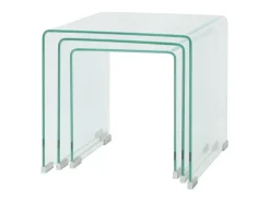 Conjunto mesas de encastrar 3 pcs vidro temperado PT849090^ Mesa De Centro