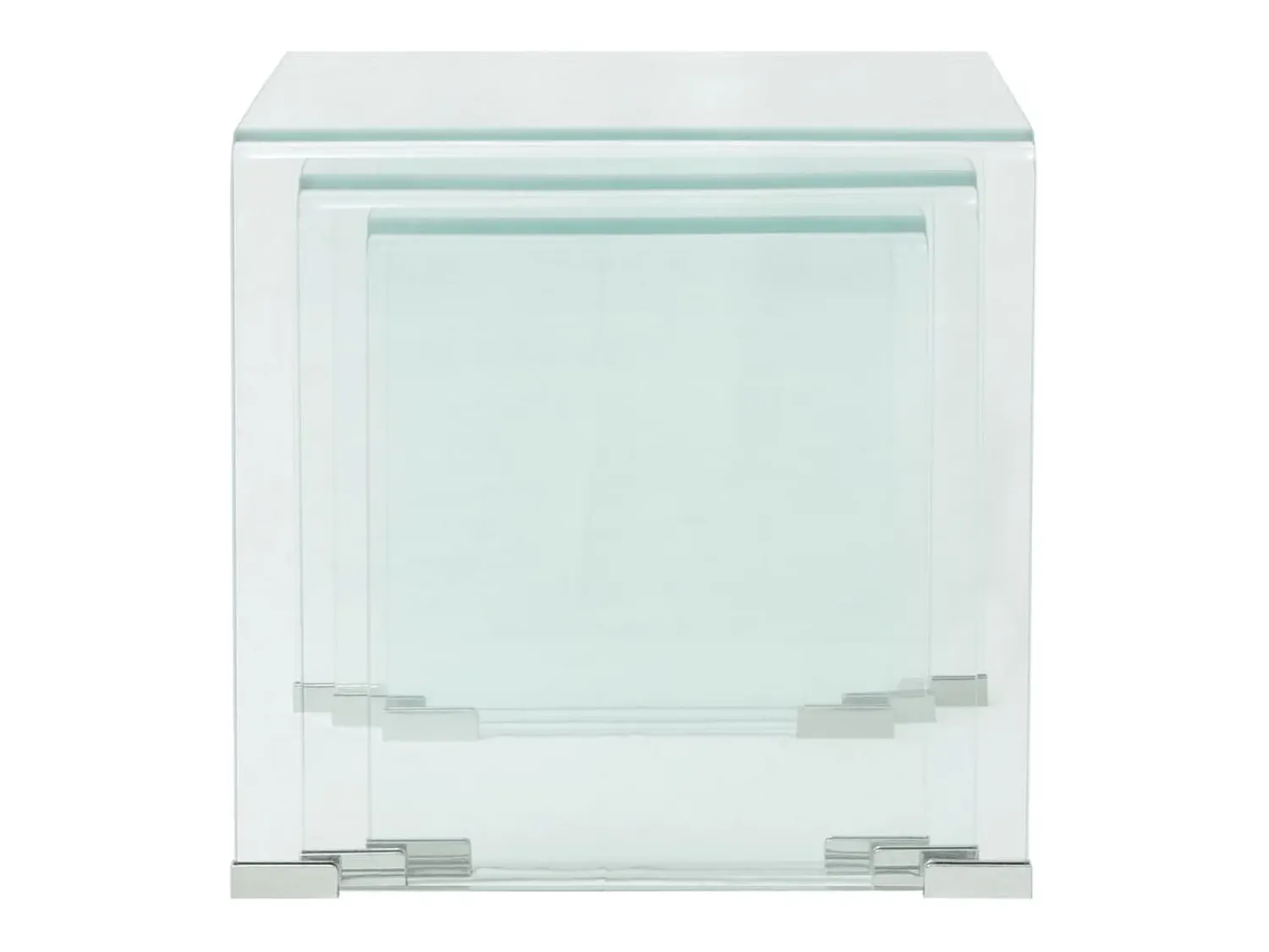 Clearance vidaxl Conjunto mesas de encastrar 3 pcs vidro temperado Transparente