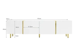 Merax Conjunto moderno de armário de TV e mesa de centro - 170 x 35 x 46 cm + 100 x 60 x 41,5 cm - Madeira MDF e pés dourados - brilhante^ Móvel De Tv