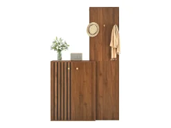 Merax Conjunto moderno de guarda-roupa/vestiário - 115 x 38,5 x 191,5 cm - com sapateira + ganchos e cabideiro - MDF - marrom^ Móvel De Entrada