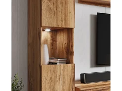 Conjunto moderno de sala 3 peças, carvalho wotan mate, coluna e móvel de TV 180 cm^ Móvel De Tv