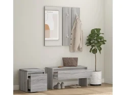 Clearance Conjunto móveis de corredor derivados de madeira sonoma cinza PT300159 Cinzento