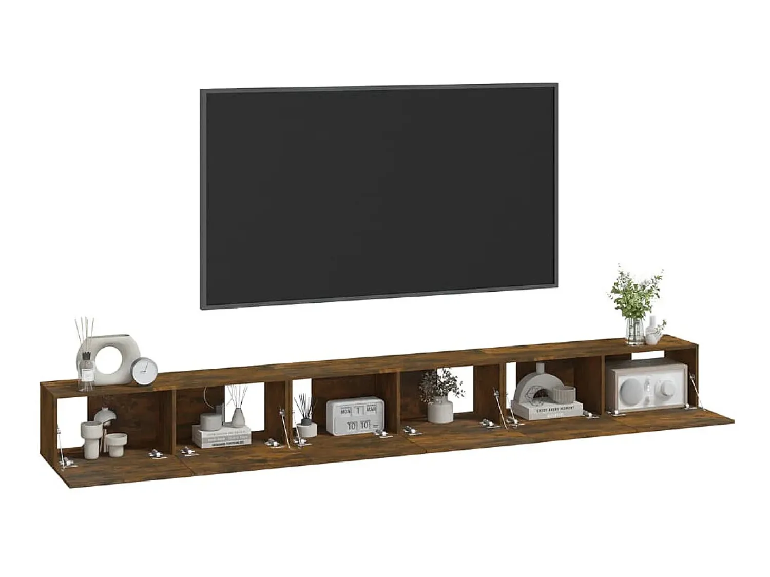 Outlet Conjunto móveis de TV 3 pcs madeira processada carvalho fumado PT971131 Castanho